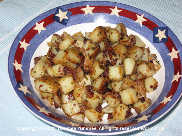 The lowly potato is transformed into a flavorful side dish with a few simple ingredients.