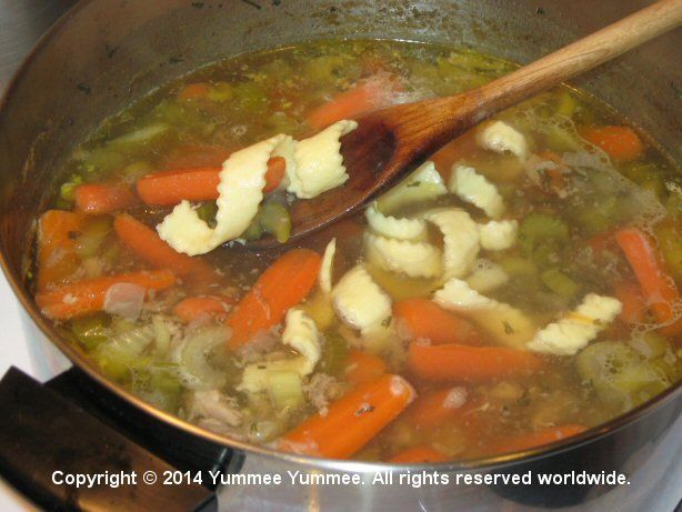 Grandma’s Noodles and Dumplings - chicken noodle soup with your homemade noodles.