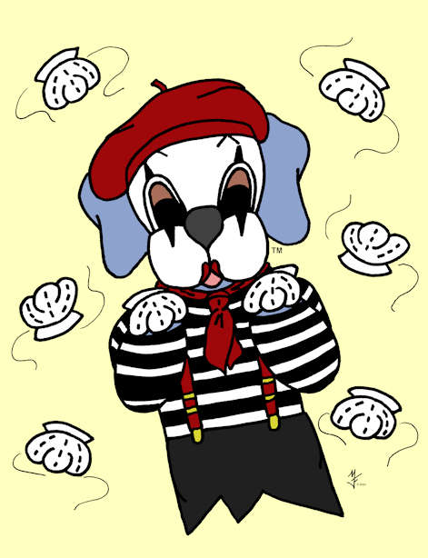Dreamee Dog had fun this month entertaining children. She became a mime, clown, juggler, puppeteer, ventriloquist, & magician.