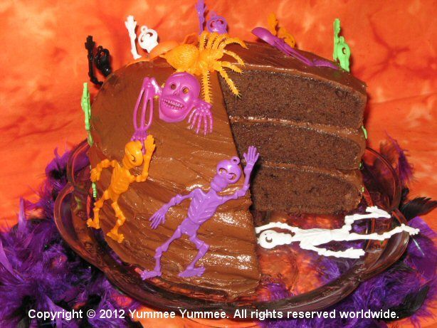 Dancing Skeleton Cake - who wouldn't dance for triple layer, gluten-free, chocolate cake.