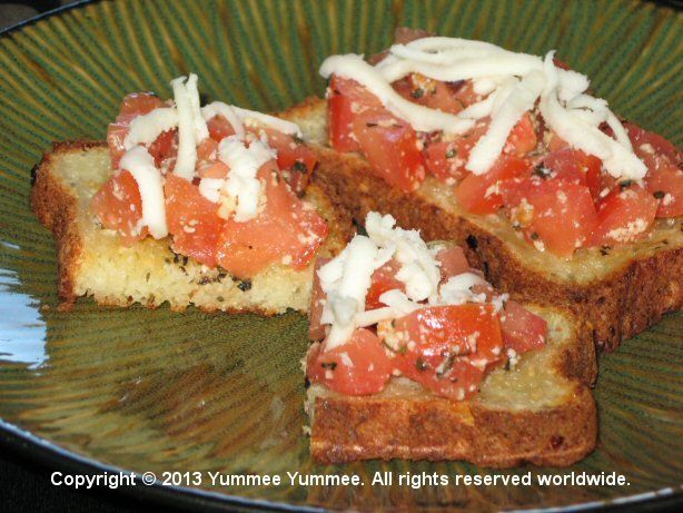 Yummee Yummee Three Cheese Bread makes great bruschetta!