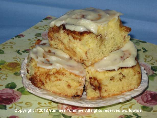 Sweet, soft, delectably delicious describes Yummee Yummee's Vanilla Cinnamon Rolls.