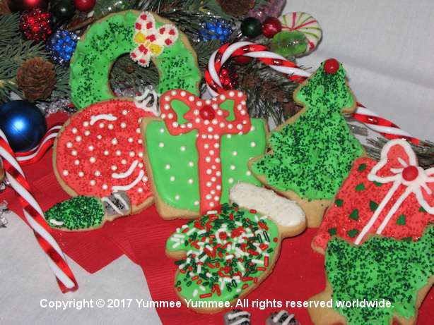 Decorated cut out sugar cookies are a special Christmas time treat. Decorated cut out sugar cookies are a special Christmas time treat.