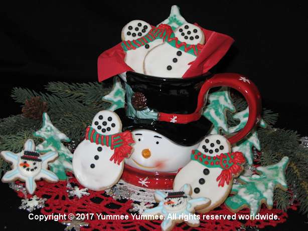 Create snowmen and trees with cut out cookies. With or without icing, Yummee Yummee cookies are delicious. Create snowmen and trees with cut out cookies. With or without icing, Yummee Yummee cookies are delicious.