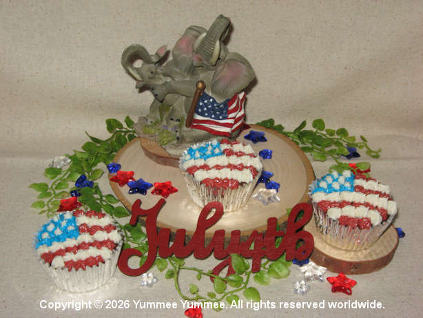 Decorate flag inspired cupcakes with Milk Chocolate Easter Bunny Cake.