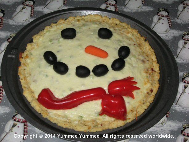 It's a snow day! Yikes! What to fix for lunch? Make a snowman pizza.