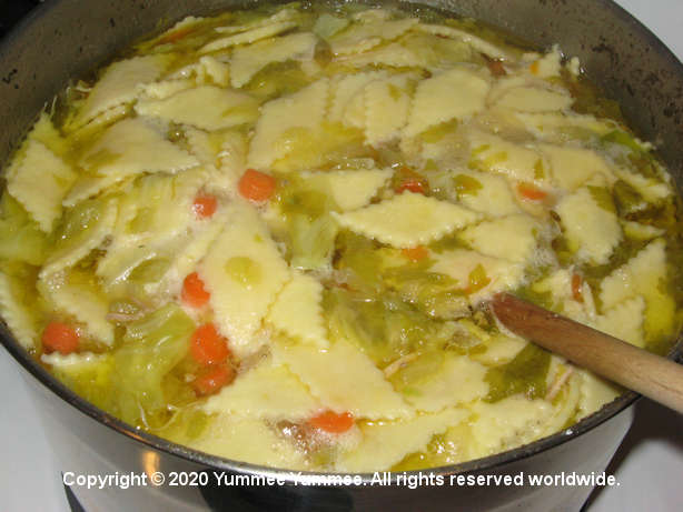 Diamond shaped noodles are easy with a pastry cutter.