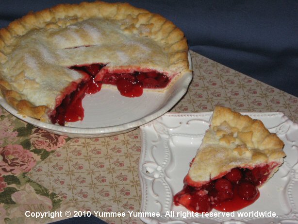 Two Crust Pie with cherries is a family favorite.